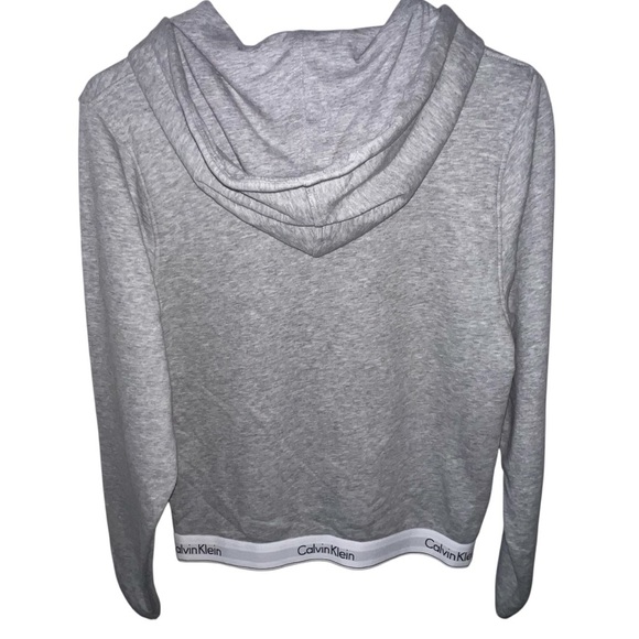 NWOT Calvin Klein Modern Cotton Loungewear Top Hoodie Full Zip Monogram Grey M - Picture 5 of 7